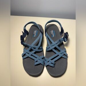 Skechers Blue and Gray Strappy Sandals Womens 7